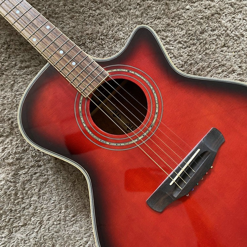 Red Burst 40 Inch Acoustic Guitar 40 Inch, Spruce Top Body, Mahogany N