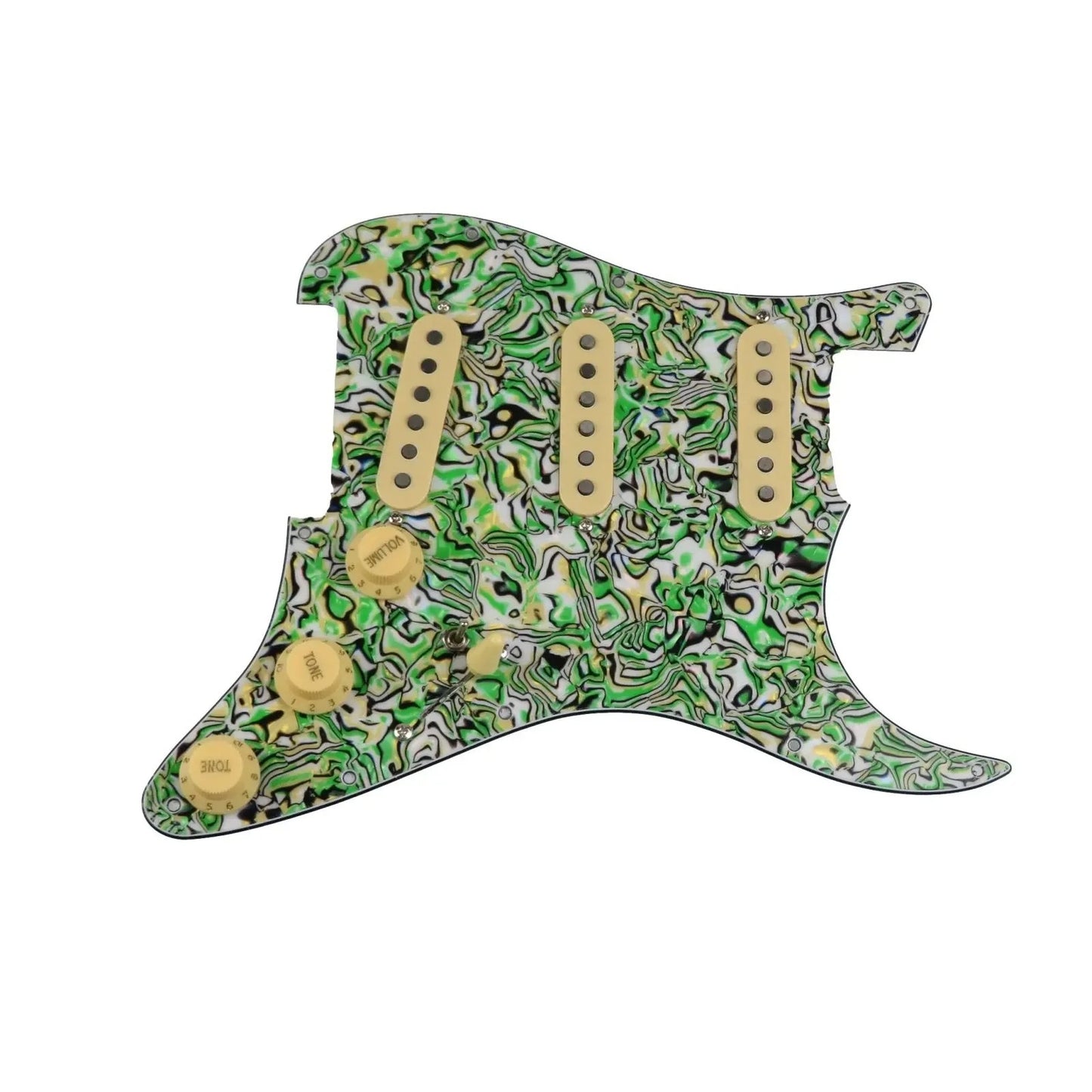 Alnico 5 Pickups Guitar Green Pearl Loaded Prewired Pickguard Fit Stra