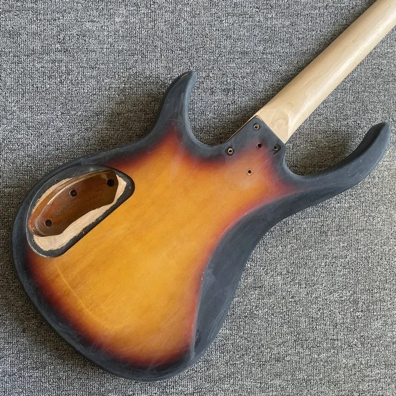 Basswood Sunburst 4 String Bass Body with Maple Neck, Rosewood Fingerb