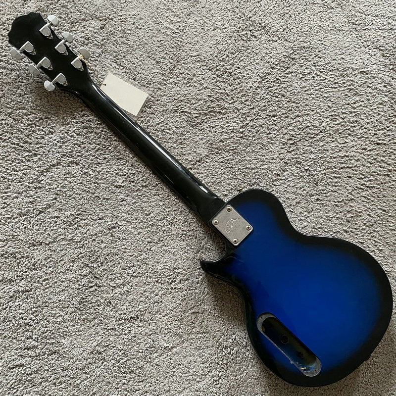 J&D Blue Mini Guitar, Solid Basswood Body, Maple Neck Fit LP Les Paul