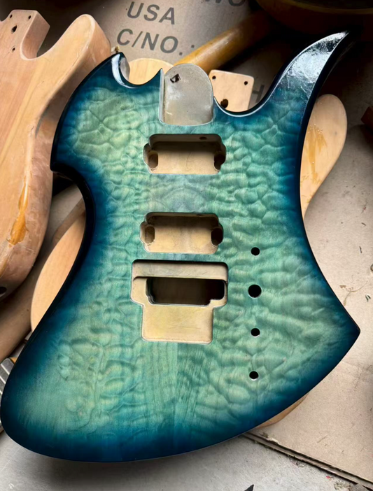 Blue Burst 4 String Bass Basswood Body with Quilted Maple Top