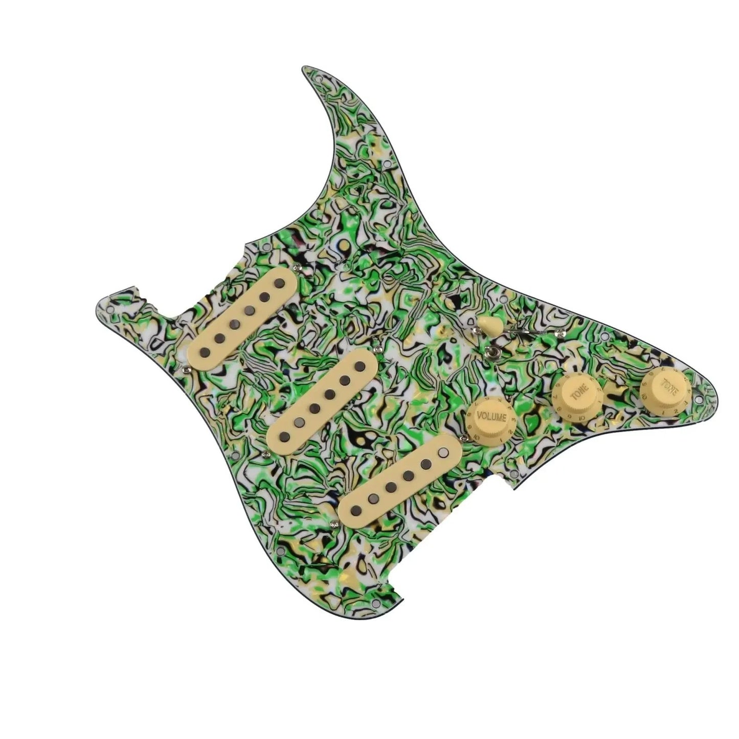 Alnico 5 Pickups Guitar Green Pearl Loaded Prewired Pickguard Fit Stra