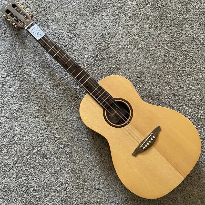 38" Parlor Acoustic Guitar, Solid Top Spruce Body, Mahogany Neck