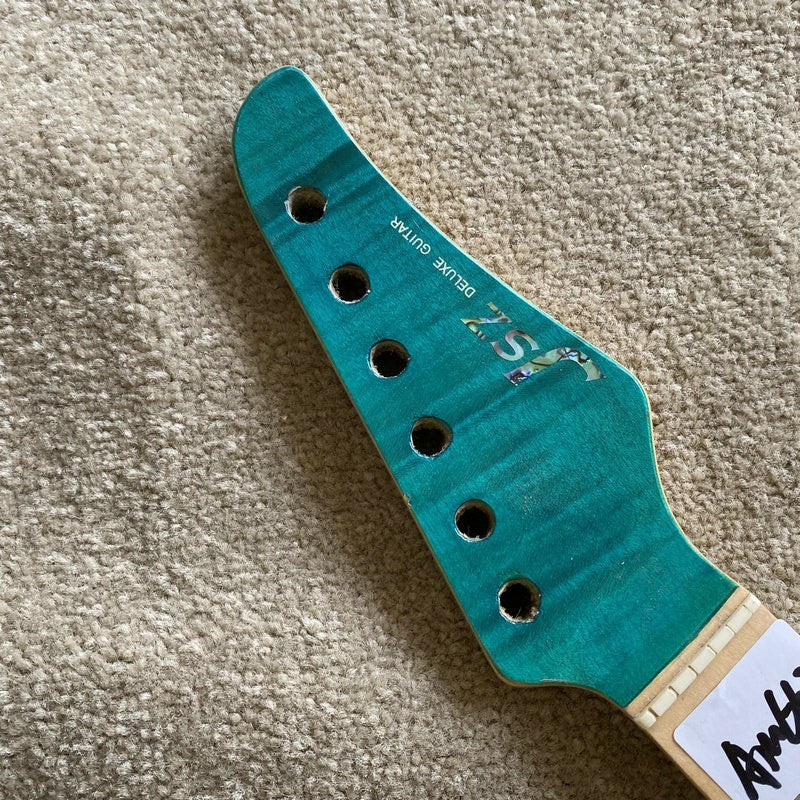 Blue Maple Wood Guitar Neck, 24 Frets Maple Fingerboard