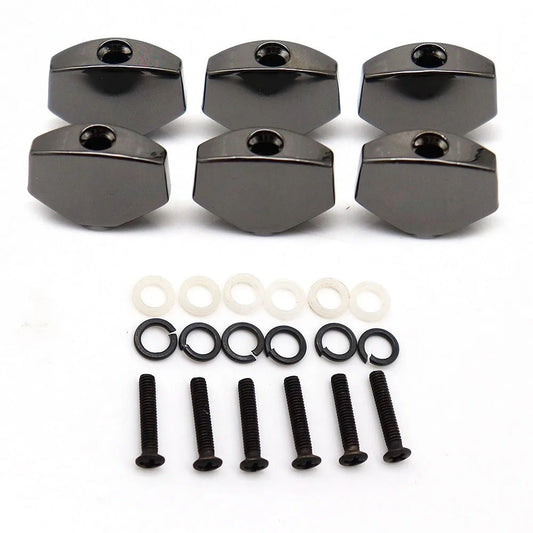 6pcs Black Nickel Guitar Metal Tuning Pegs Machine Heads Buttons Knobs