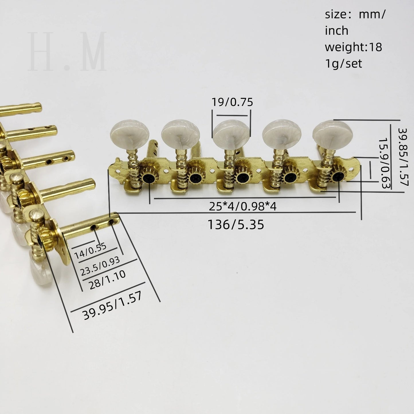 Gold 10 String Guitar 5R5L Tuning Pegs Machine Heads Keys