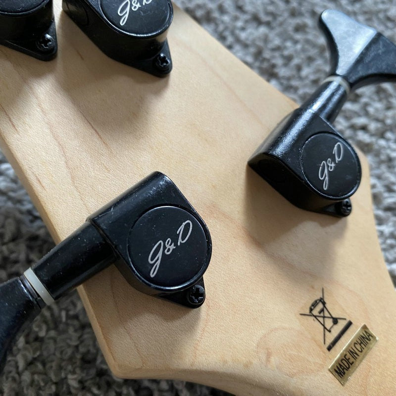 J&D 4 String Electric Bass, Solid Mahogany Body, Maple Neck, Rosewood