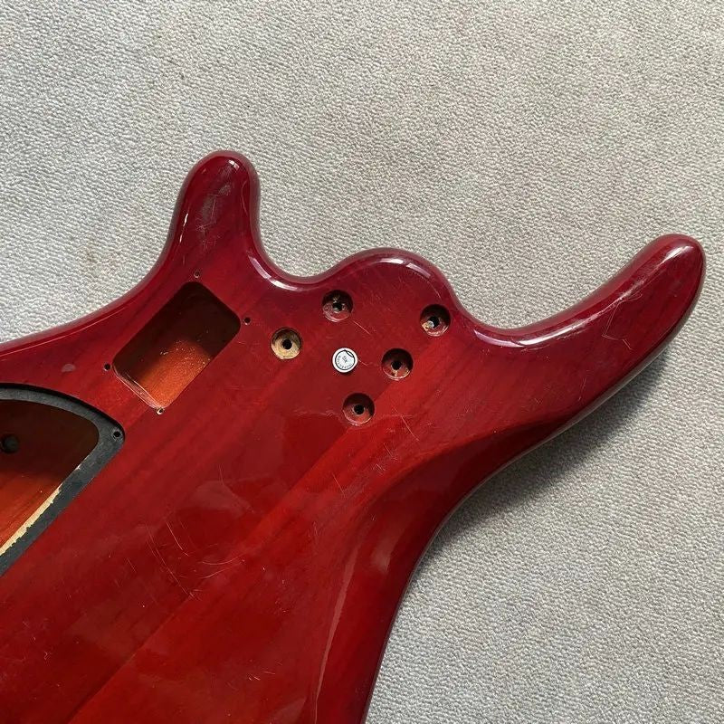 Transparent Red 5 String Electric Bass Basswood Body