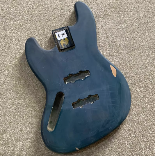 Blue Left Hand 4 String Bass Basswood Body Fit Jazz Bass