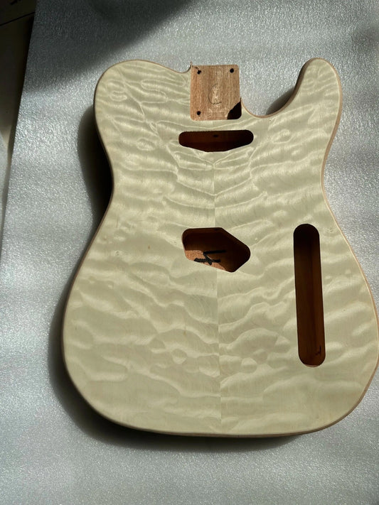 Unfinished Veneer Maple Top Mahogany Guitar Body Fit Telecaster Tele