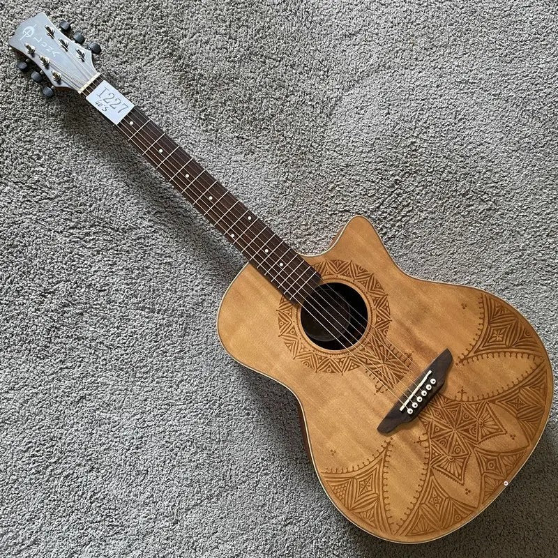 Luna 40 Inch Guitar, Vintage Solid Spruce Top Body, Mahogany Neck