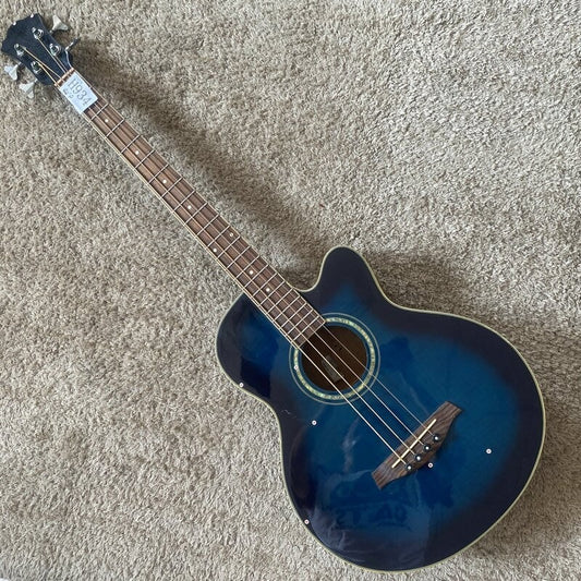 Ibanez Blue 4 String Acoustic Electric Bass, Spruce Top Body, Mahogany