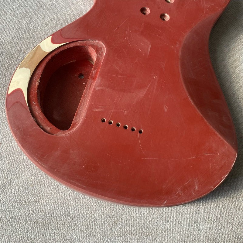 Double Cutaway Red Guitar Body, Single Humbucker Pickup Route