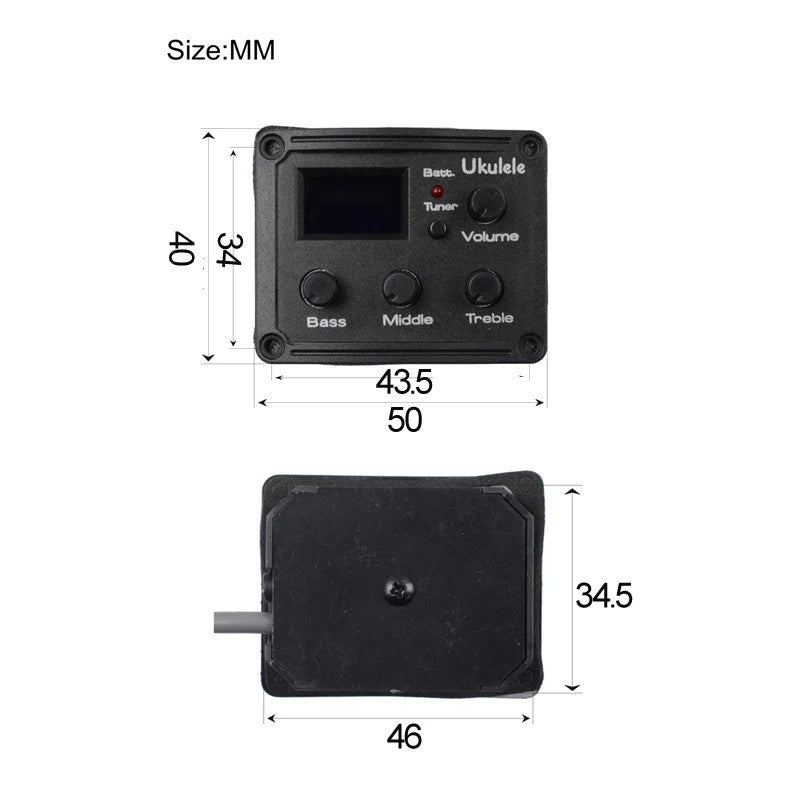 3 Band Ukulele EQ Equalizer Preamp Piezo Pickup with Tuner