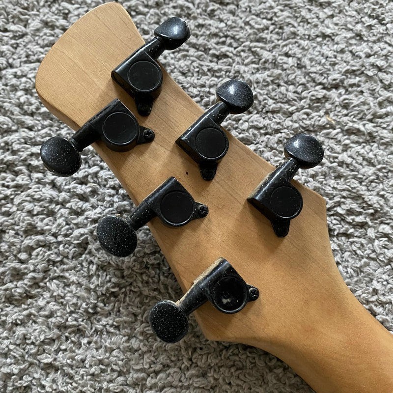 J&D Black Guitar, Solid Mahogany Body, Maple Neck, 24 Frets Rosewood F