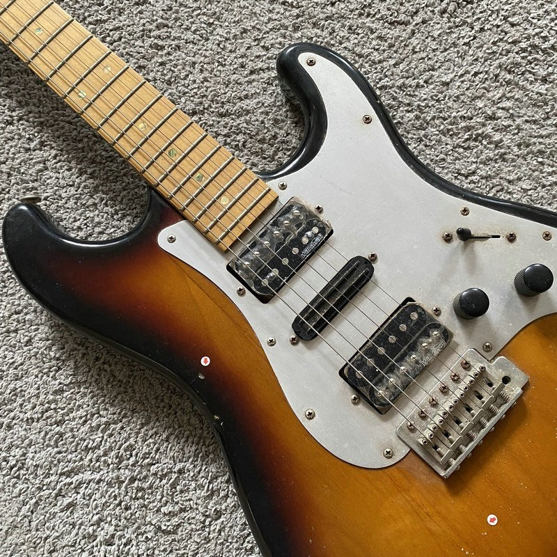 J&D Sunburst HSS Electric Guitar, Solid Basswood Body, Maple Neck, 22