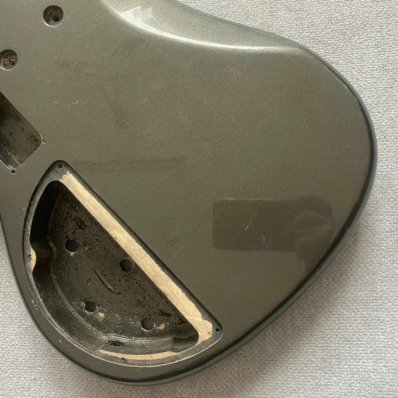 Metallic Silver 5 String Bass Basswood Body with Maple Neck, Rosewood