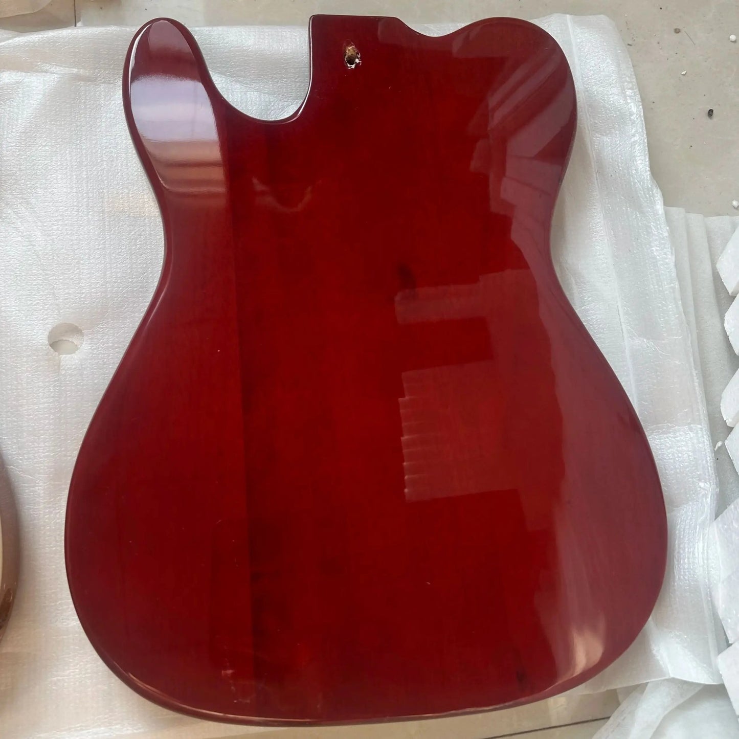 DIY Project Red Guitar Mahogany Body with Tiger Maple Top Fit Telecast