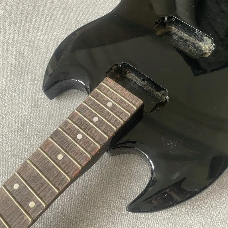 Glossy Black Basswood Guitar Body with Maple Neck, Rosewood Fingerboar