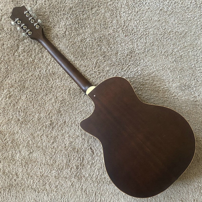 Luna Engraved Red Pine Top Acoustic Guitar, Mahogany Neck, Rosewood Fi