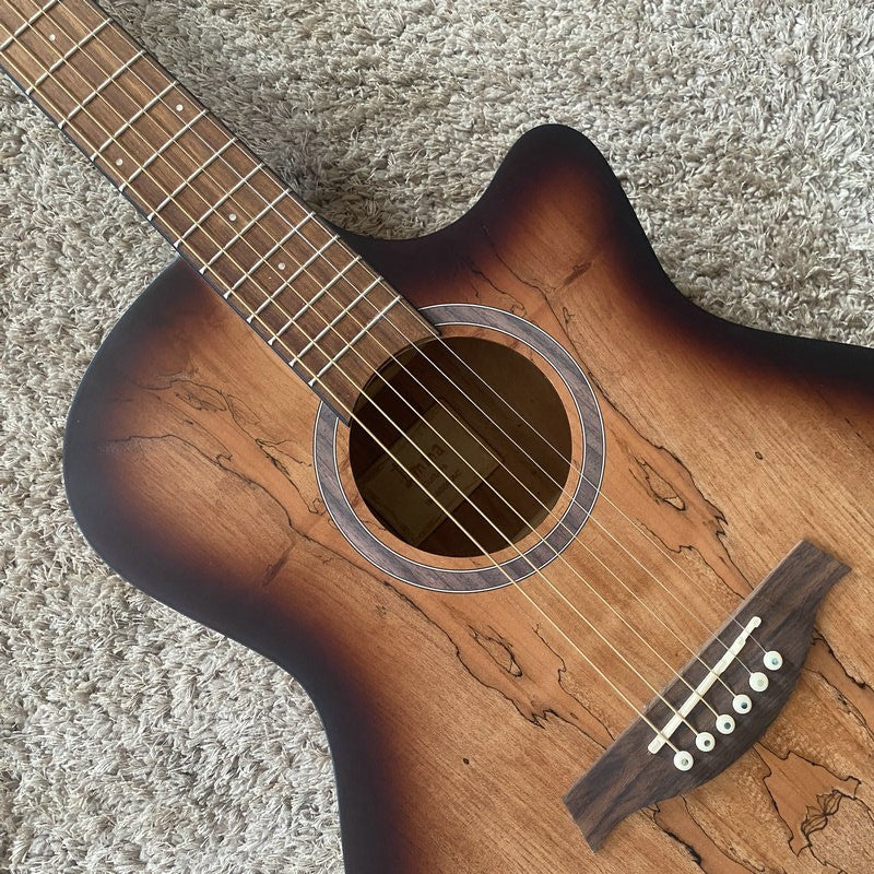 41 Inch Maple Top Acoustic Guitar, Mahogany Sides Body Rosewood Finger