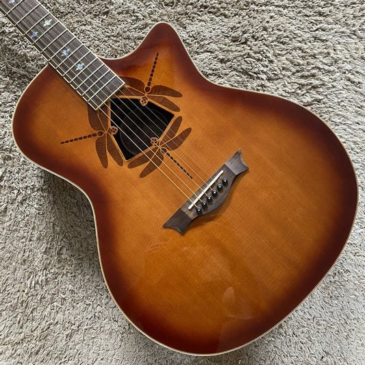 Luna Acoustic Guitar, Red Pine Top Body, Mahogany Neck, Rosewood Finge