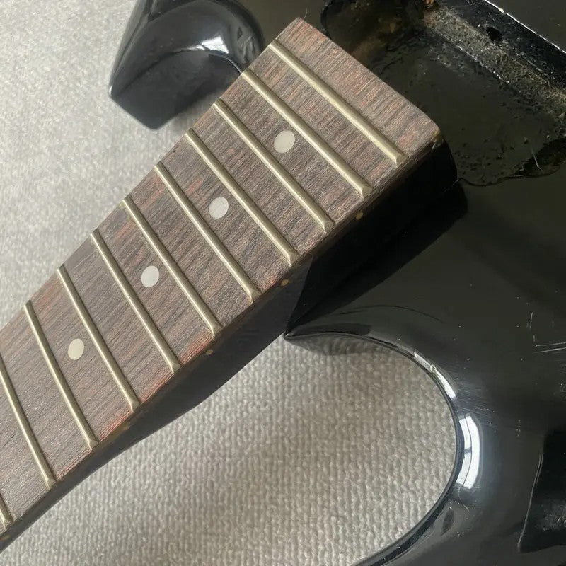 Glossy Black Basswood Guitar Body with Maple Neck, Rosewood Fingerboar