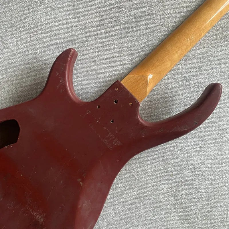 Red Basswood 4 String Bass Body with Maple Neck, Rosewood Fingerboard