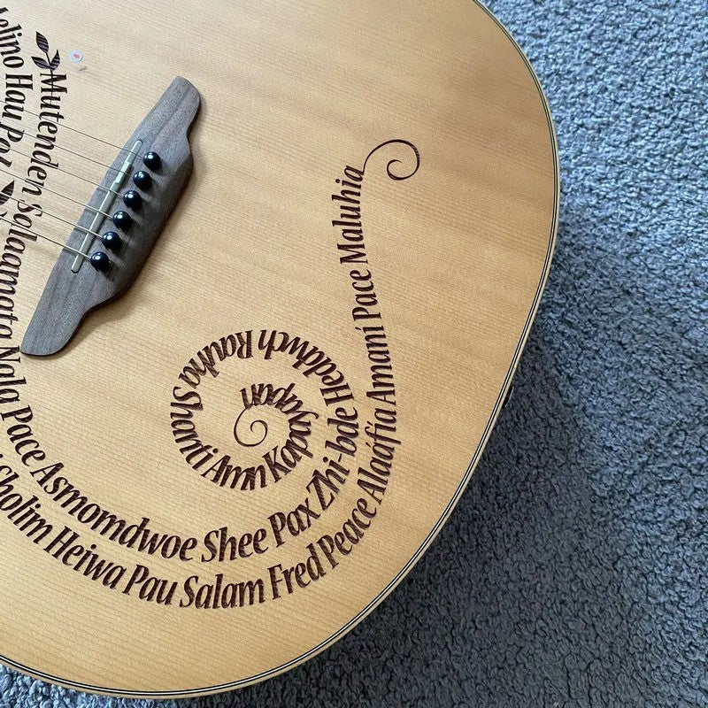 Luna 40 Inch Acoustic Guitar, Spruce Top Engraved Body, Mahogany Neck
