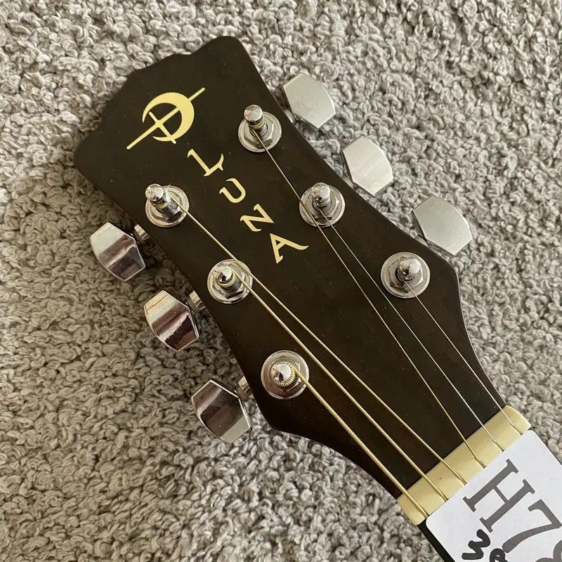 Luna Acoustic Guitar Engraved Spruce Top Body Mahogany Neck Rosewood F