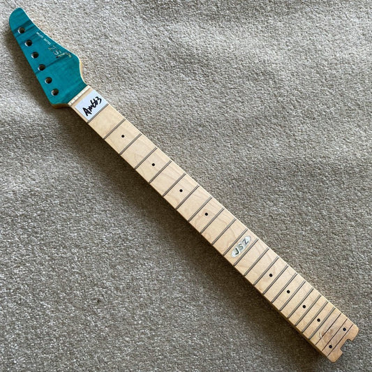Blue Maple Wood Guitar Neck, 24 Frets Maple Fingerboard