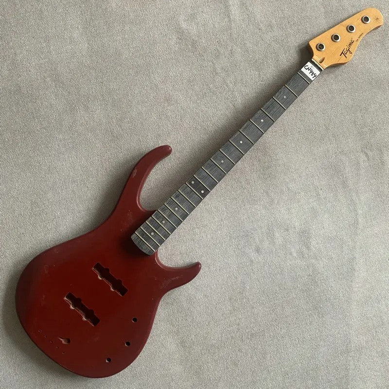 Red Basswood 4 String Bass Body with Maple Neck, Rosewood Fingerboard