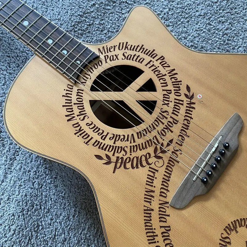 Luna 40 Inch Acoustic Guitar, Spruce Top Engraved Body, Mahogany Neck