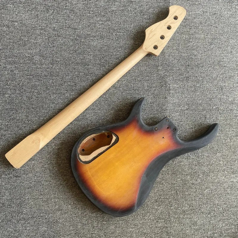 Basswood Sunburst 4 String Bass Body with Maple Neck, Rosewood Fingerb