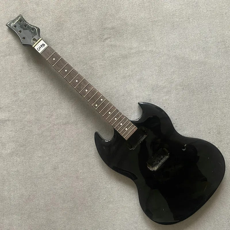 Glossy Black Basswood Guitar Body with Maple Neck, Rosewood Fingerboar