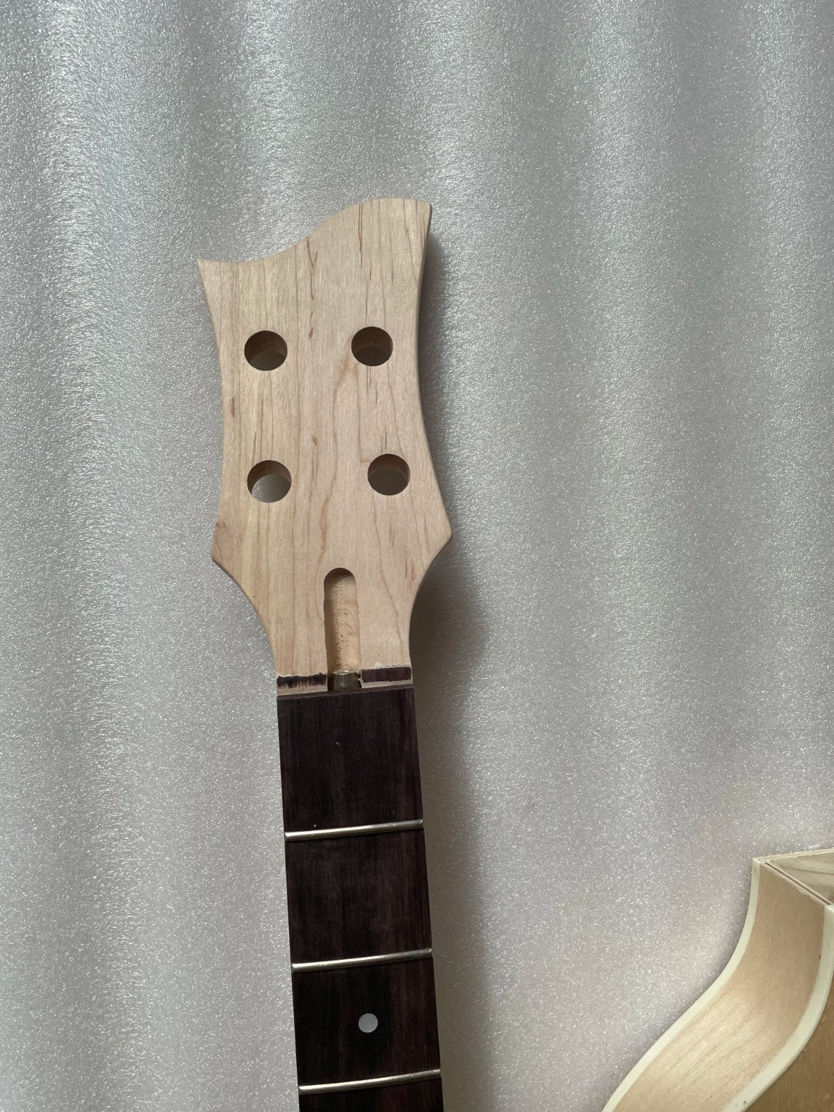 Tiger Maple Top 4 String Violin Bass DIY Project Body with Maple Neck