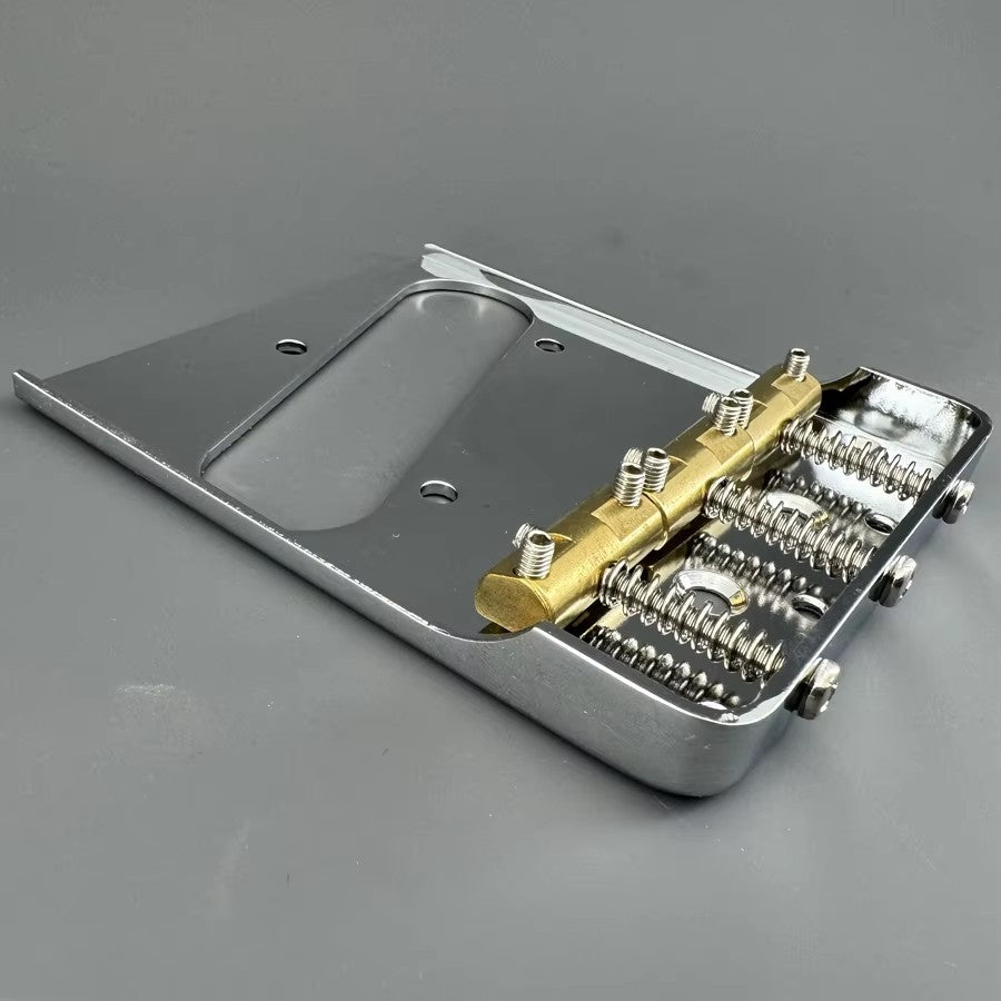 Chrome Lefty Guitar Ashtray Fixed Bridge with Brass Saddles Fit Teleca