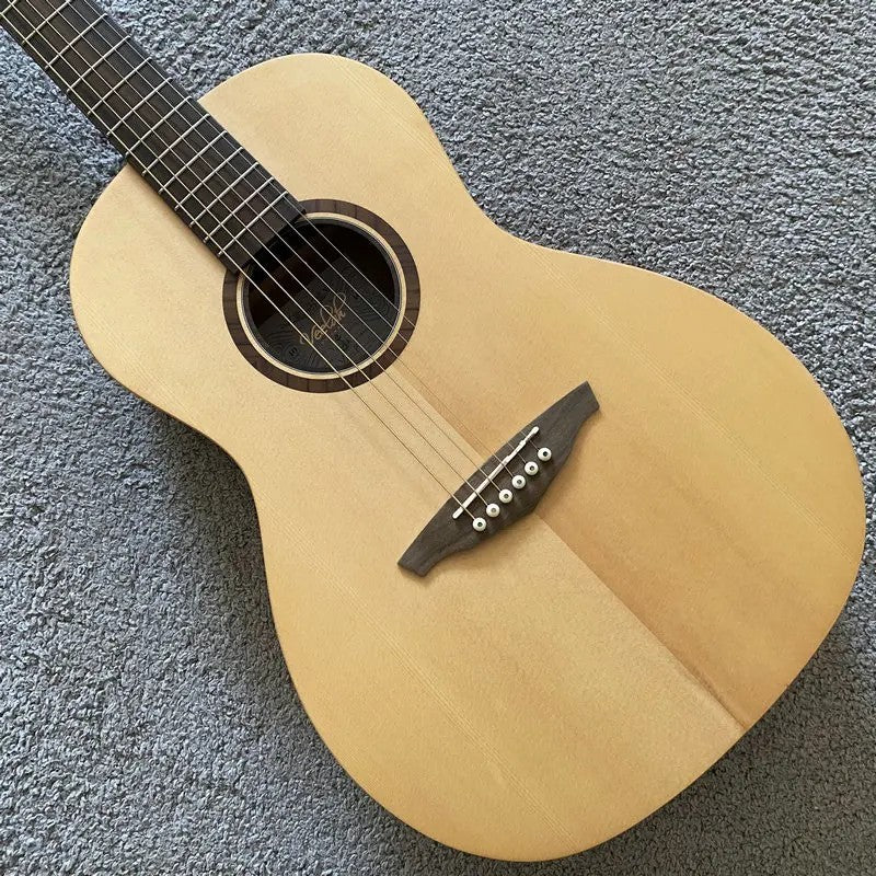 38" Parlor Acoustic Guitar, Solid Top Spruce Body, Mahogany Neck