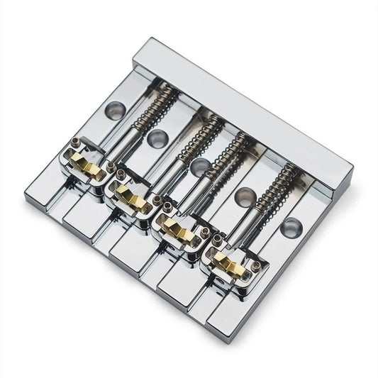 Chrome Roller Saddles 4 String Electric Bass Fixed Hardtail Bridge
