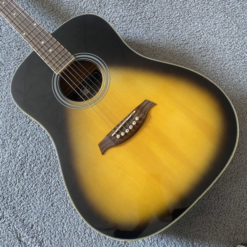 Sakura Sunburst Finish Acoustic Guitar, Basswood Box Body, Mahogany Ne
