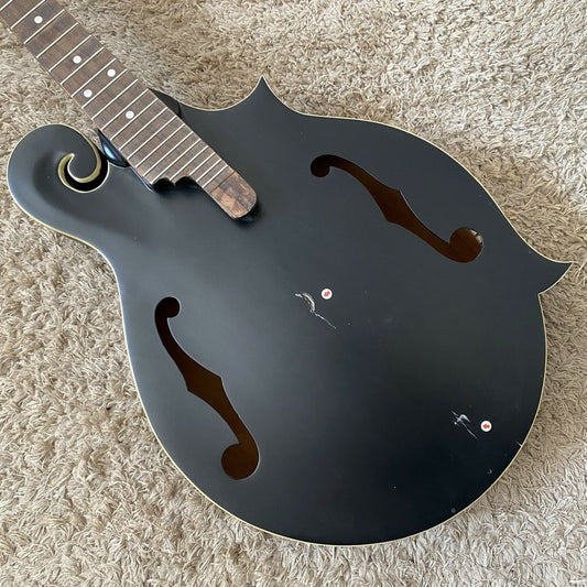 Black 8 String Mandolin, Spruce Top Body, Mahogany Neck, Rosewood Fing