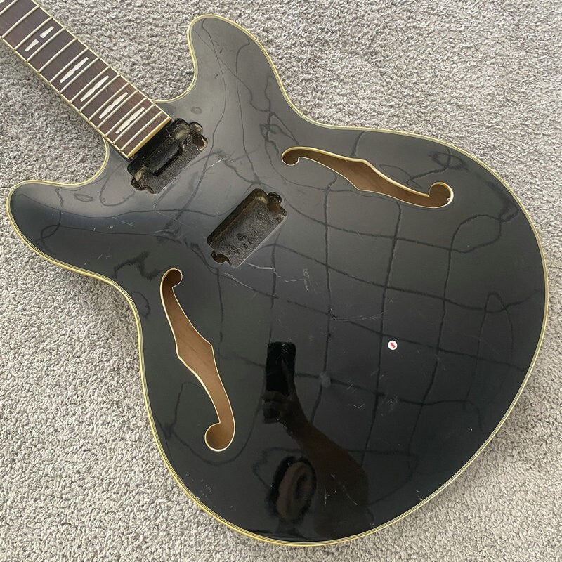 Black Peavey Semi Hollow Jazz Guitar Body and Neck, Rosewood Fingerboa