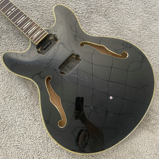 Black Peavey Semi Hollow Jazz Guitar Body and Neck, Rosewood Fingerboa
