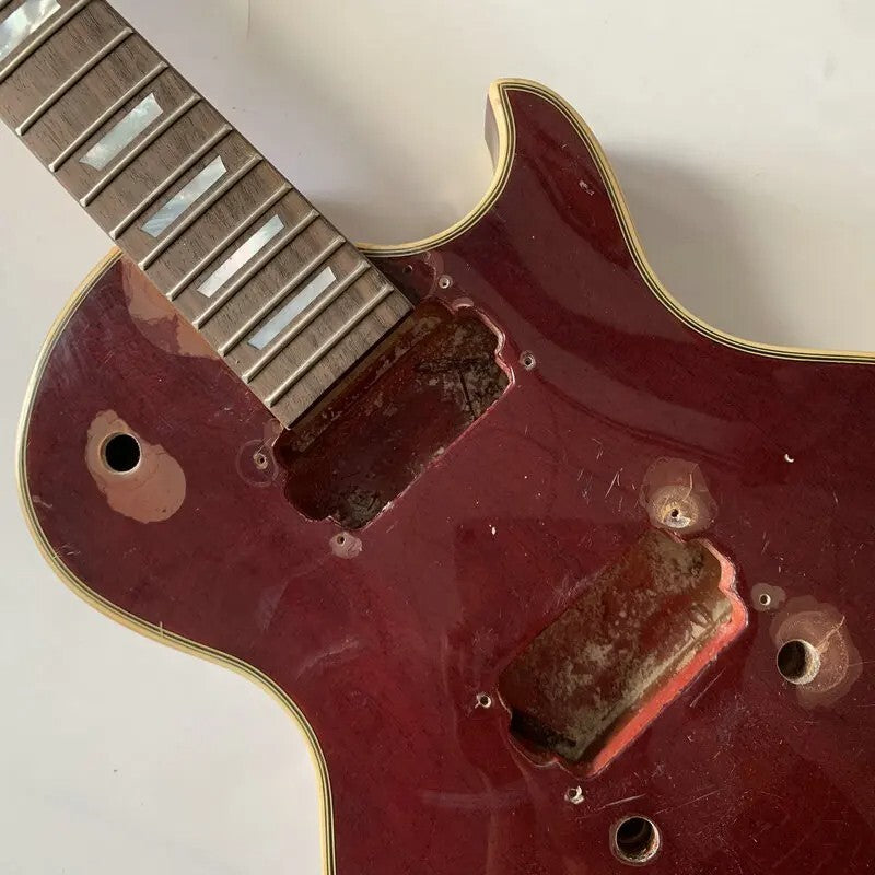 Red DIY Project Guitar Mahogany Body with Maple Neck, Rosewood Fingerb