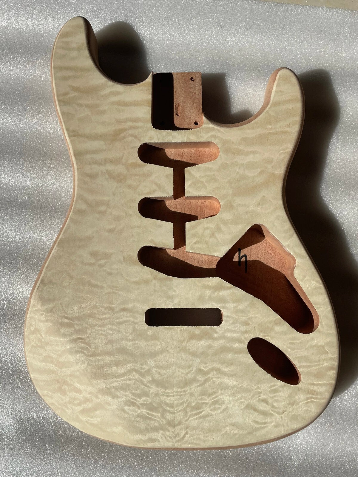 Mahogany Wood SSS Guitar Body with Quilted Maple Top Fit Strat ST