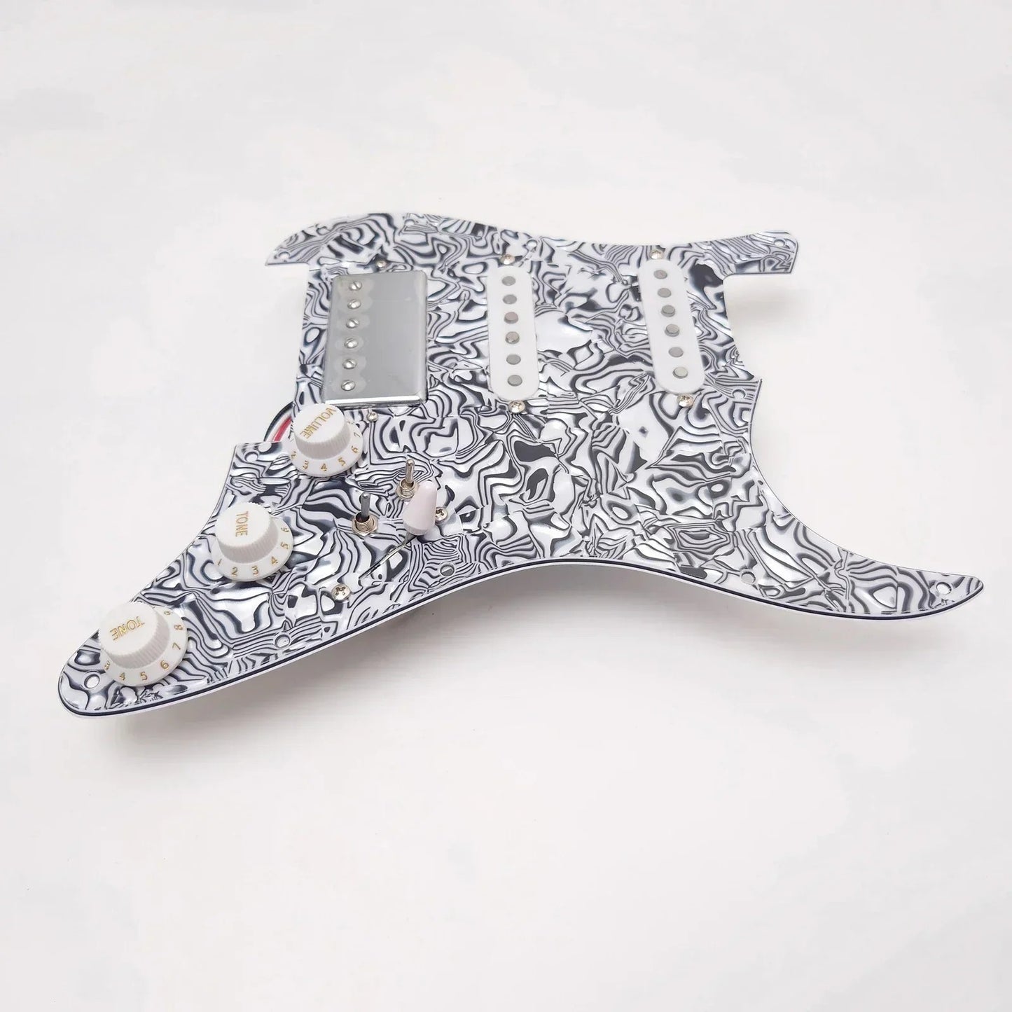 HSS White Black Zebra Loaded Prewired Pickguard Fit Stratocaster Strat