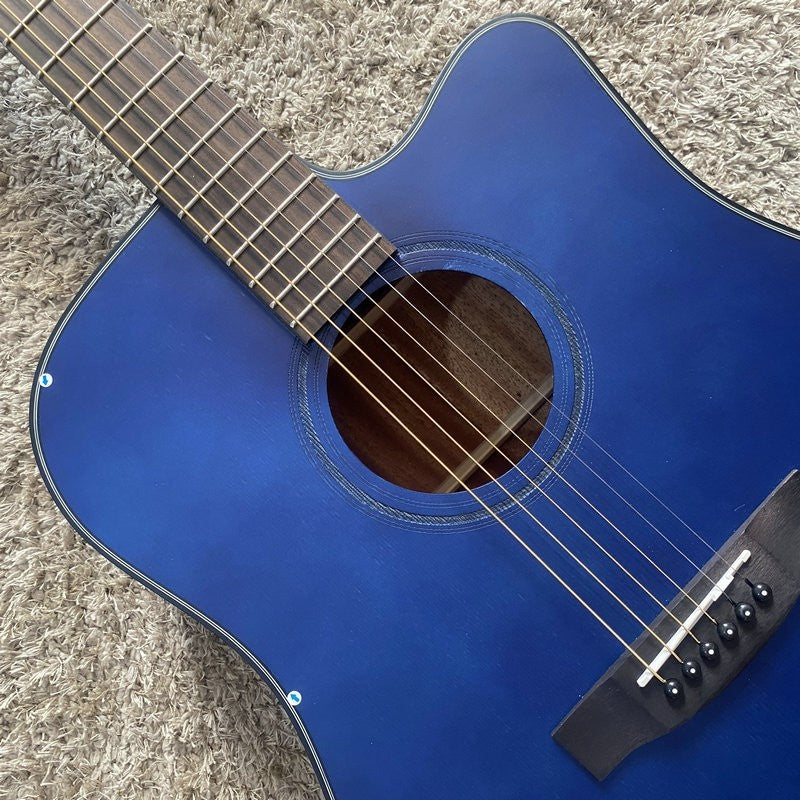 Blue 41 Inch Acoustic Guitar, Spruce Plywood Body, Mahogany Neck