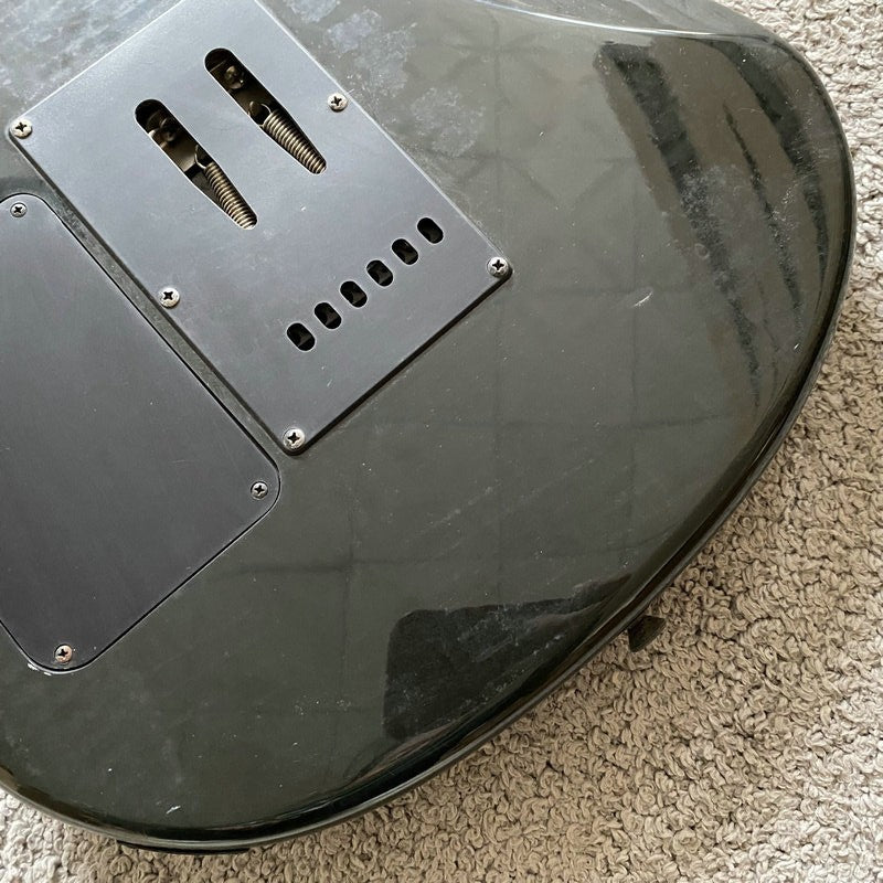 J&D Black Guitar, Solid Mahogany Body, Maple Neck, 24 Frets Rosewood F