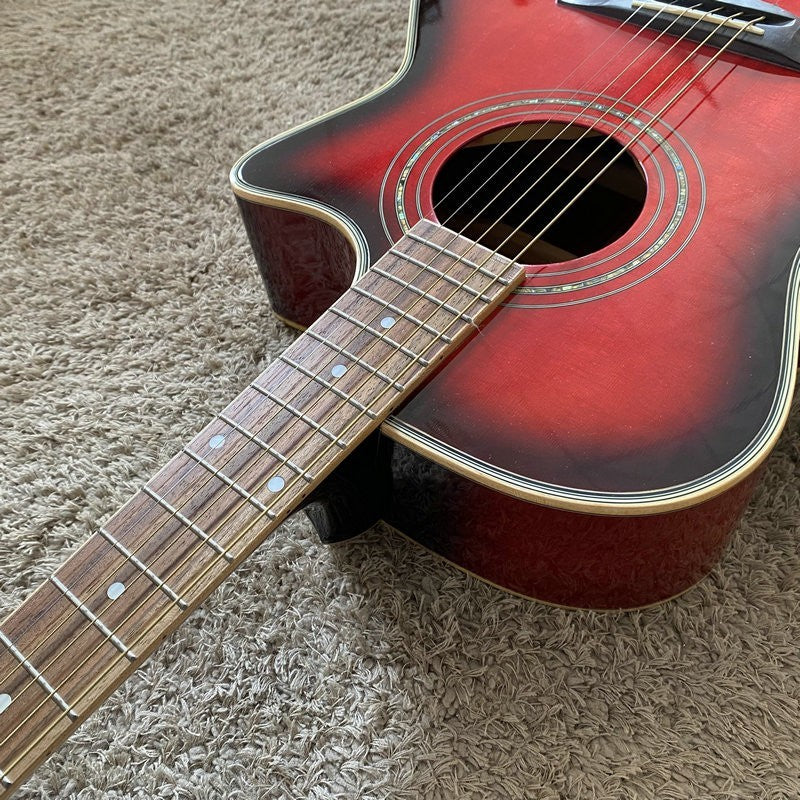 Red Burst 40 Inch Acoustic Guitar 40 Inch, Spruce Top Body, Mahogany N