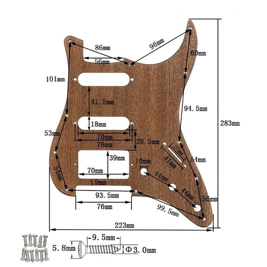 HSS Mahogany Wood Guitar Scratch Plate Pickguard Fit Stratocaster Stra